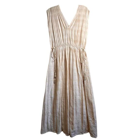 Chelsea & Violet Womens‎ Sz S Beige Gold Pleated Greek Goddess Dress Boho Beach - Picture 4 of 16